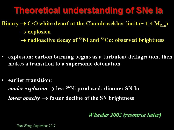 Theoretical understanding of SNe Ia Binary C/O white dwarf at the Chandrasekher limit (~