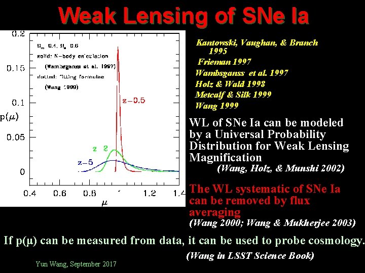 Weak Lensing of SNe Ia Kantowski, Vaughan, & Branch 1995 Frieman 1997 Wambsganss et