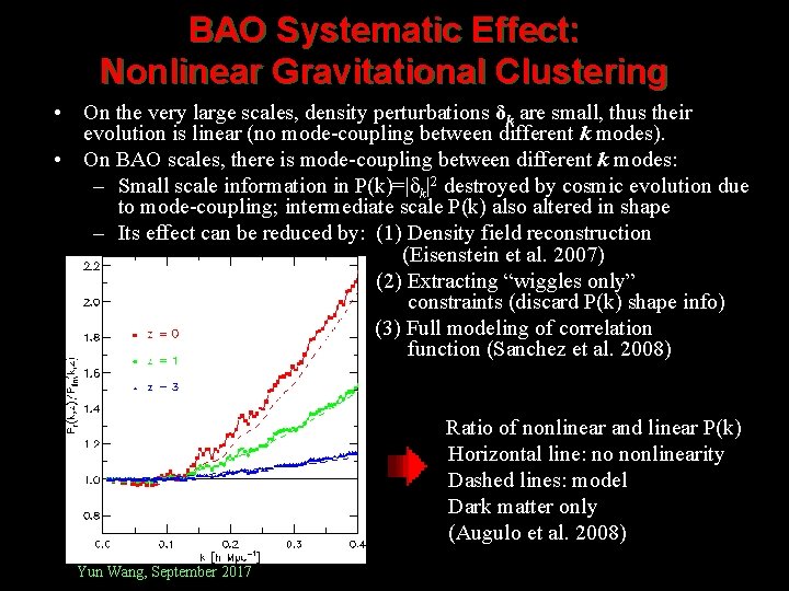 BAO Systematic Effect: Nonlinear Gravitational Clustering • On the very large scales, density perturbations
