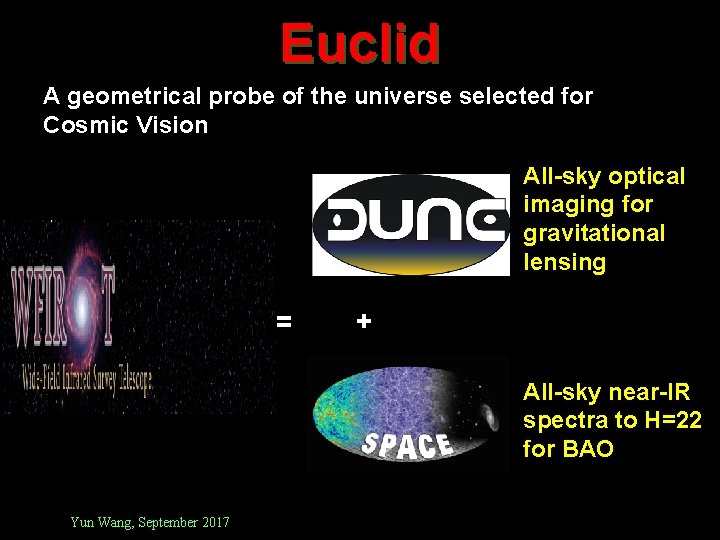 Euclid A geometrical probe of the universe selected for Cosmic Vision All-sky optical imaging