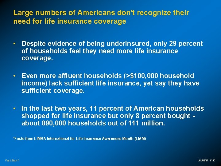 Large numbers of Americans don't recognize their need for life insurance coverage • Despite