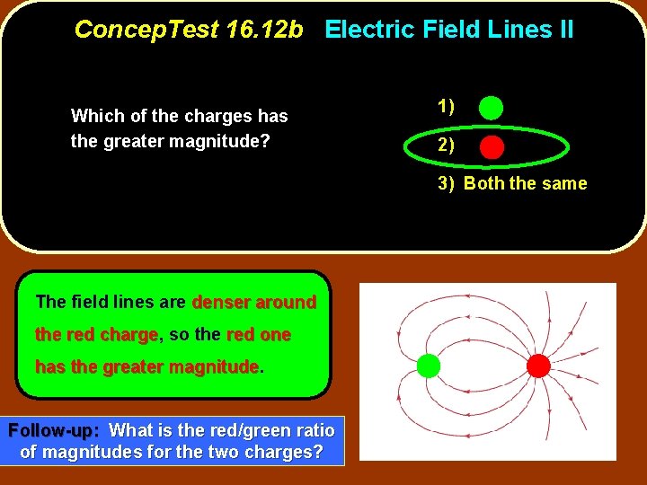 Concep. Test 16. 12 b Electric Field Lines II Which of the charges has
