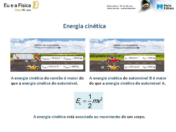 Energia cinética A energia cinética do camião é maior do que a energia cinética