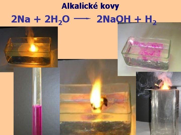 Alkalické kovy 2 Na + 2 H 2 O 2 Na. OH + H