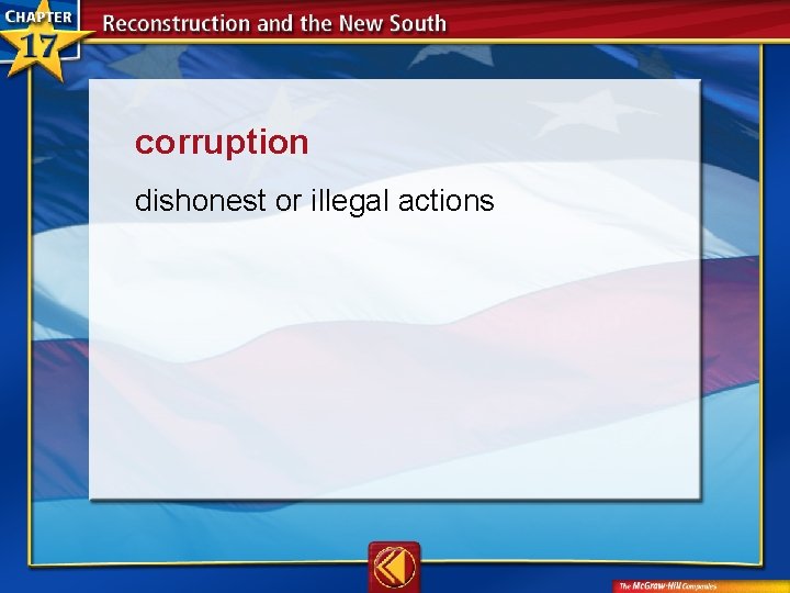 corruption  dishonest or illegal actions 