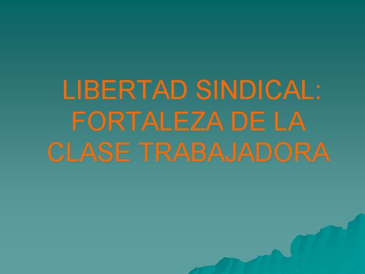 LIBERTAD SINDICAL: FORTALEZA DE LA CLASE TRABAJADORA 