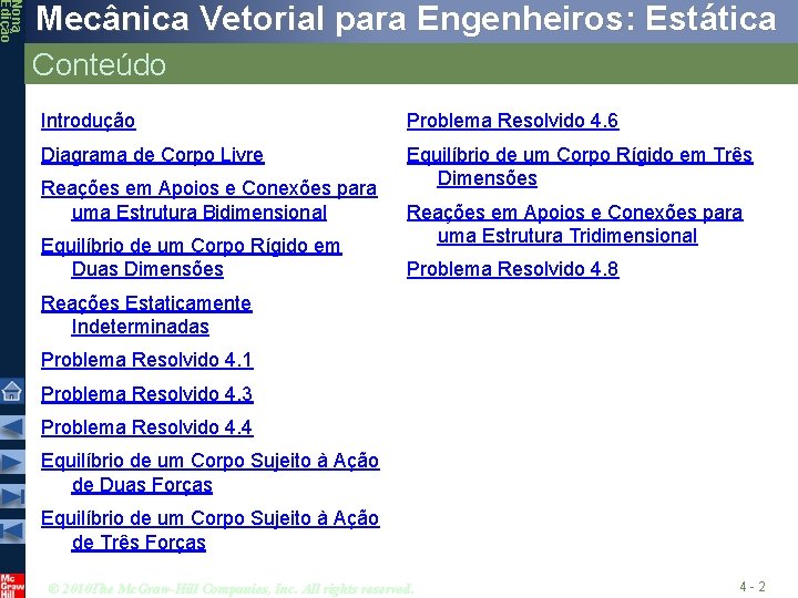 Nona Edição Mecânica Vetorial para Engenheiros: Estática Conteúdo Introdução Problema Resolvido 4. 6 Diagrama