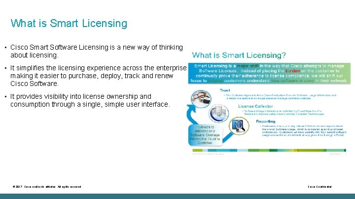 What is Smart Licensing • Cisco Smart Software Licensing is a new way of
