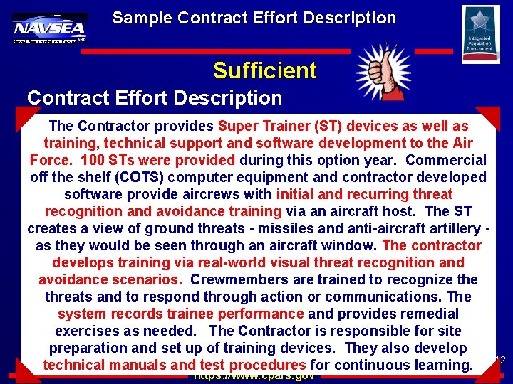 Sample Contract Effort Description Naval Sea Logistics Center Sufficient Contract Effort Description The Contractor