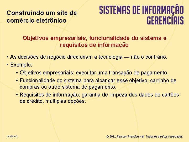 Construindo um site de comércio eletrônico Objetivos empresariais, funcionalidade do sistema e requisitos de