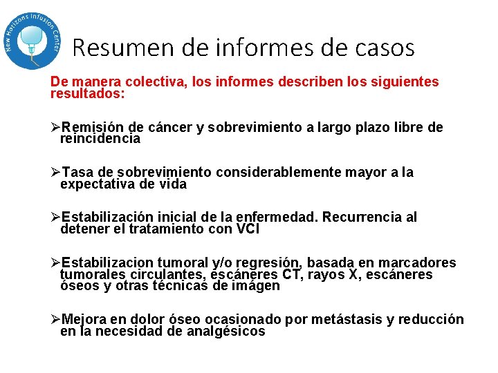 Resumen de informes de casos De manera colectiva, los informes describen los siguientes resultados: Resumen de informes de casos De manera colectiva, los informes describen los siguientes resultados: