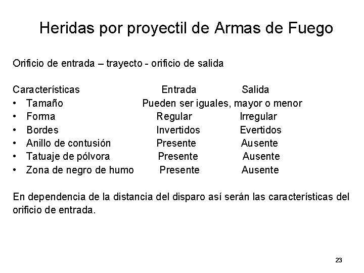 Heridas por proyectil de Armas de Fuego Orificio de entrada – trayecto - orificio Heridas por proyectil de Armas de Fuego Orificio de entrada – trayecto - orificio