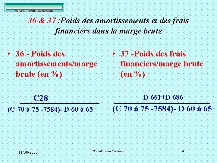 Volet 1 : FICHE FINANCIERE 36 & 37 : Poids des amortissements et des Volet 1 : FICHE FINANCIERE 36 & 37 : Poids des amortissements et des