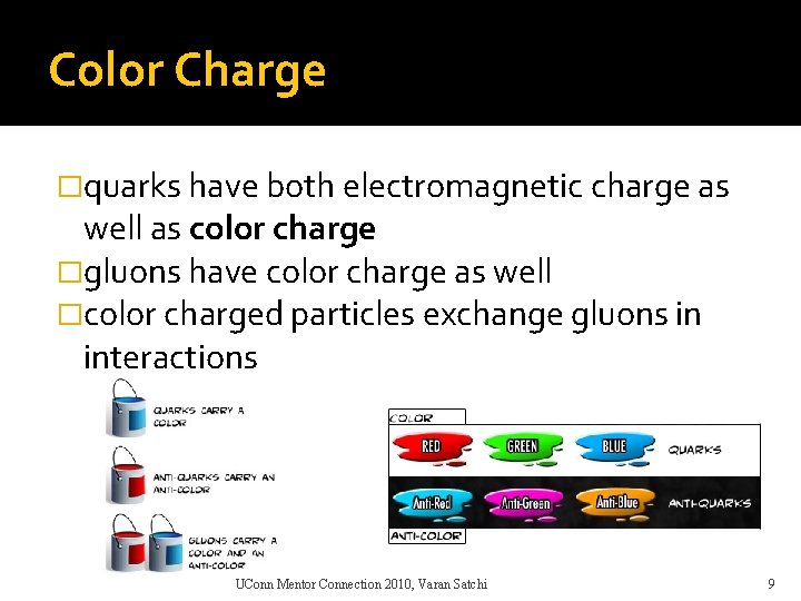 Color Charge �quarks have both electromagnetic charge as well as color charge �gluons have