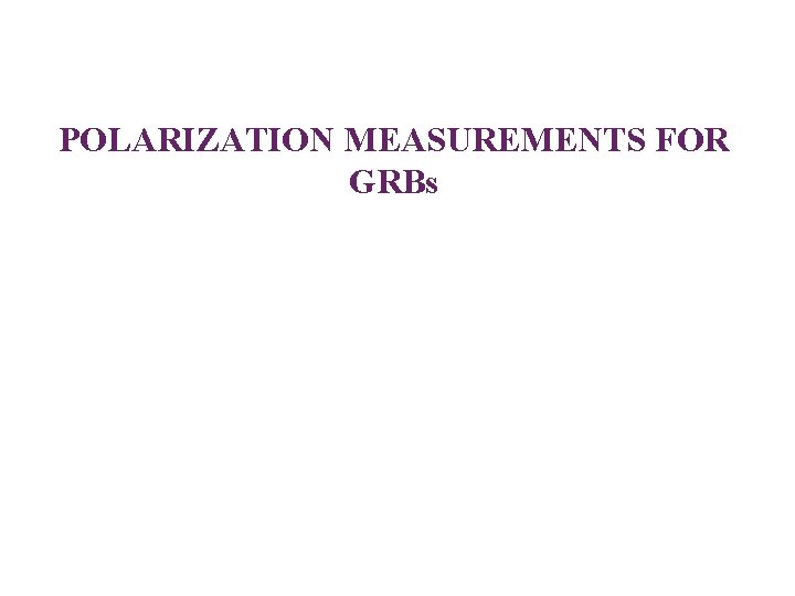 POLARIZATION MEASUREMENTS FOR GRBs 