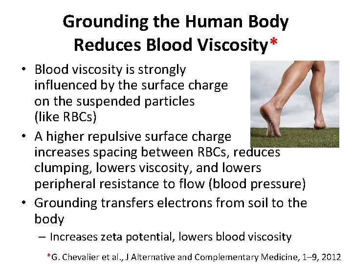 Grounding the Human Body Reduces Blood Viscosity* • Blood viscosity is strongly influenced by