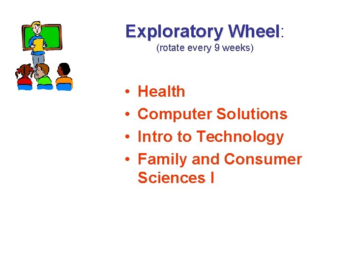 Exploratory Wheel: Wheel (rotate every 9 weeks) • • Health Computer Solutions Intro to Exploratory Wheel: Wheel (rotate every 9 weeks) • • Health Computer Solutions Intro to