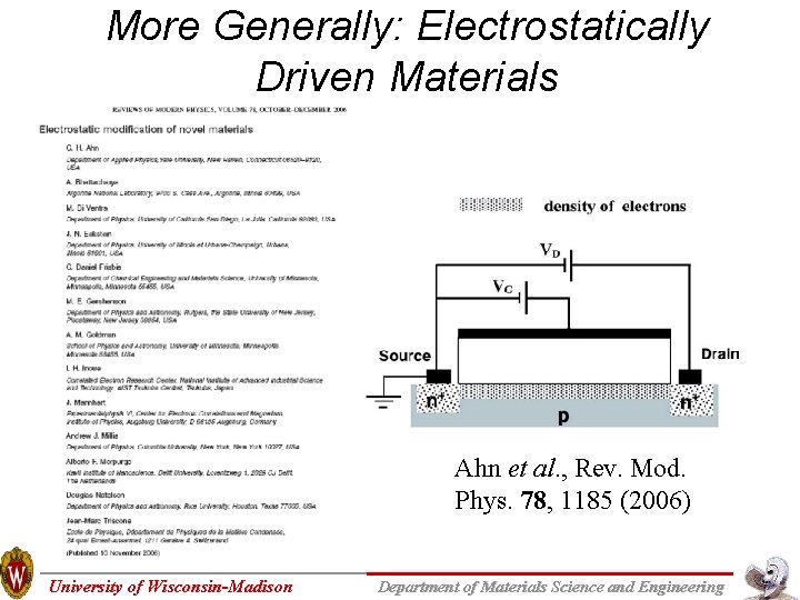 More Generally: Electrostatically Driven Materials Ahn et al. , Rev. Mod. Phys. 78, 1185 More Generally: Electrostatically Driven Materials Ahn et al. , Rev. Mod. Phys. 78, 1185