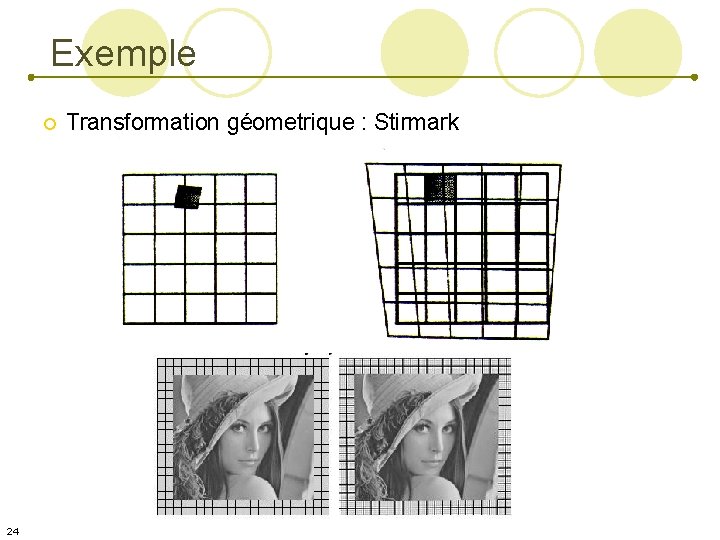 Exemple ¡ 24 Transformation géometrique : Stirmark 