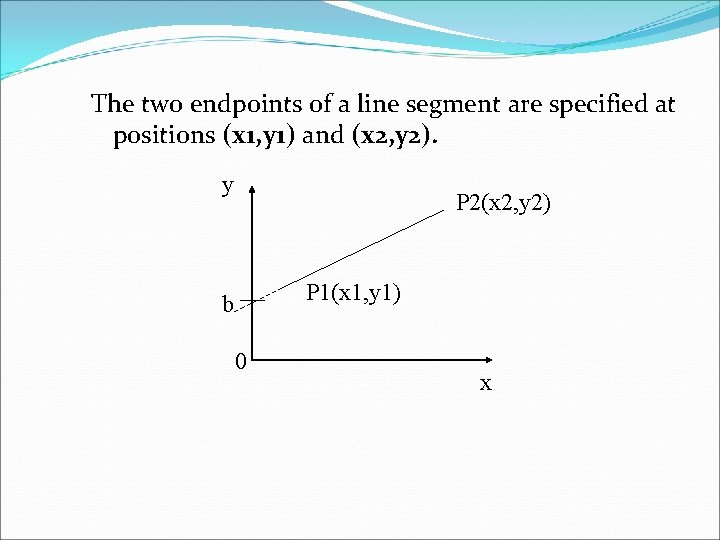 The two endpoints of a line segment are specified at positions (x 1, y