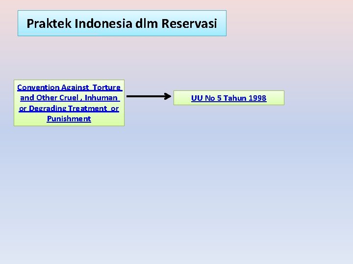 Praktek Indonesia dlm Reservasi Convention Against Torture and Other Cruel , Inhuman or Degrading