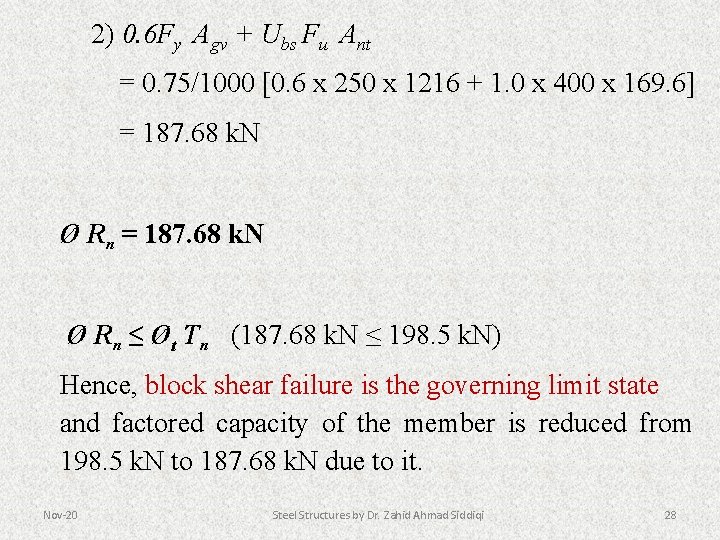 2) 0. 6 Fy Agv + Ubs Fu Ant = 0. 75/1000 [0. 6