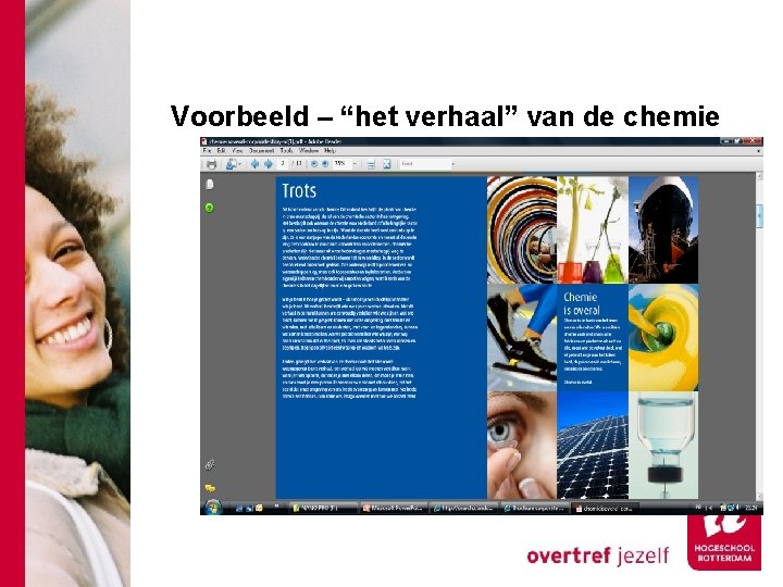 Voorbeeld – “het verhaal” van de chemie 