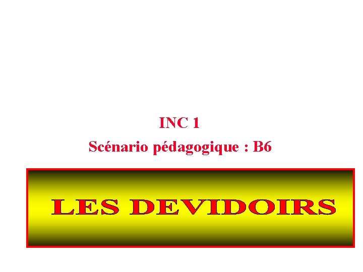 INC 1 Scénario pédagogique : B 6 