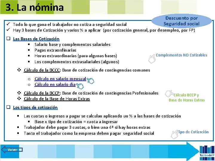 3. La nómina Descuento por Seguridad social ü Todo lo que gana el trabajador