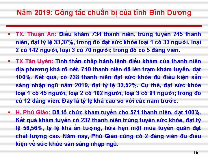 Năm 2019: Công tác chuẩn bị của tỉnh Bình Dương § TX. Thuận An: