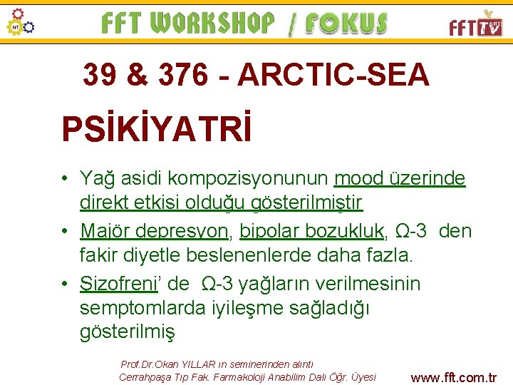 39 & 376 - ARCTIC-SEA PSİKİYATRİ • Yağ asidi kompozisyonunun mood üzerinde direkt etkisi