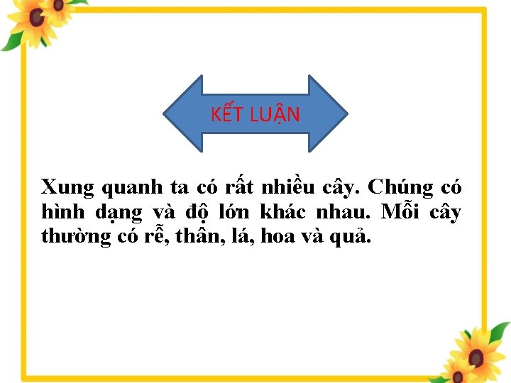 KẾT LUẬN Xung quanh ta có rất nhiều cây. Chúng có hình dạng và