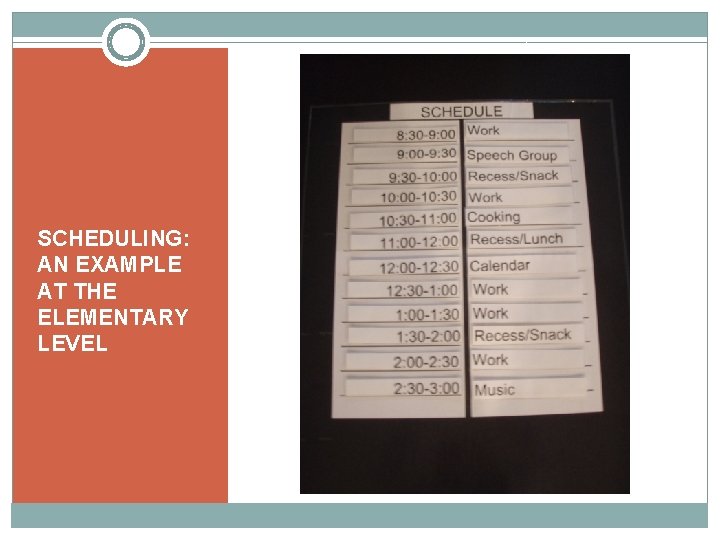 SCHEDULING: AN EXAMPLE AT THE ELEMENTARY LEVEL 