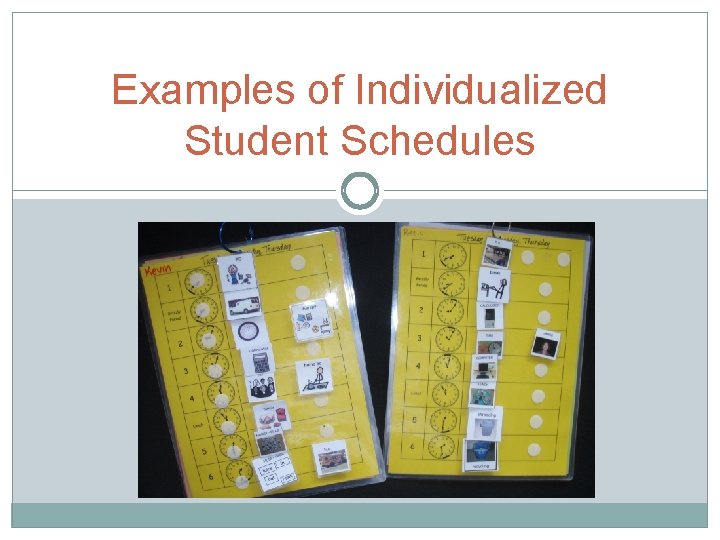 Examples of Individualized Student Schedules 