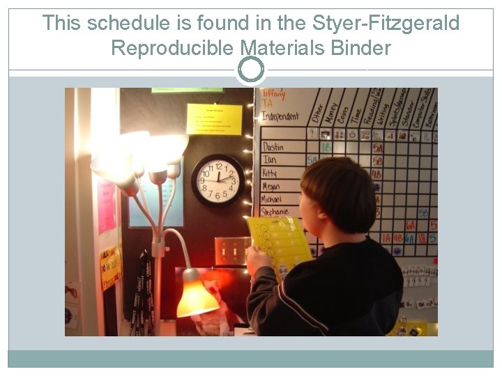This schedule is found in the Styer-Fitzgerald Reproducible Materials Binder 