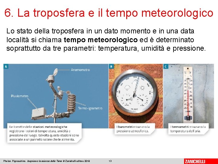 6. La troposfera e il tempo meteorologico Lo stato della troposfera in un dato 6. La troposfera e il tempo meteorologico Lo stato della troposfera in un dato