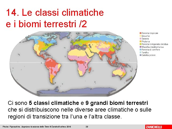 14. Le classi climatiche e i biomi terrestri /2 Ci sono 5 classi climatiche 14. Le classi climatiche e i biomi terrestri /2 Ci sono 5 classi climatiche