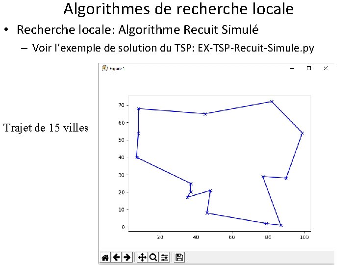 Algorithmes de recherche locale • Recherche locale: Algorithme Recuit Simulé – Voir l’exemple de