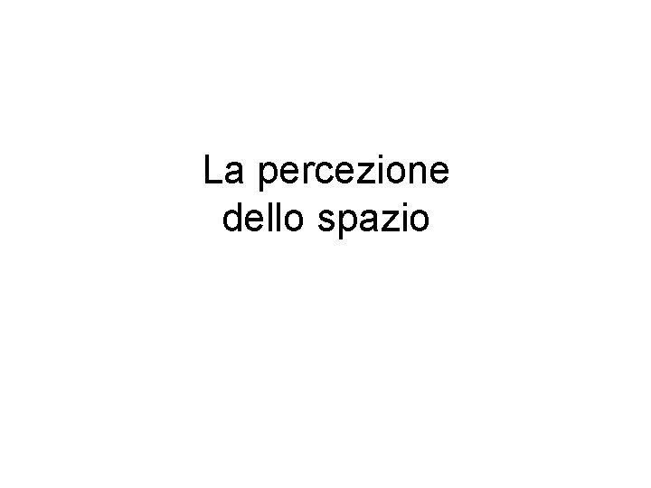 La percezione dello spazio 