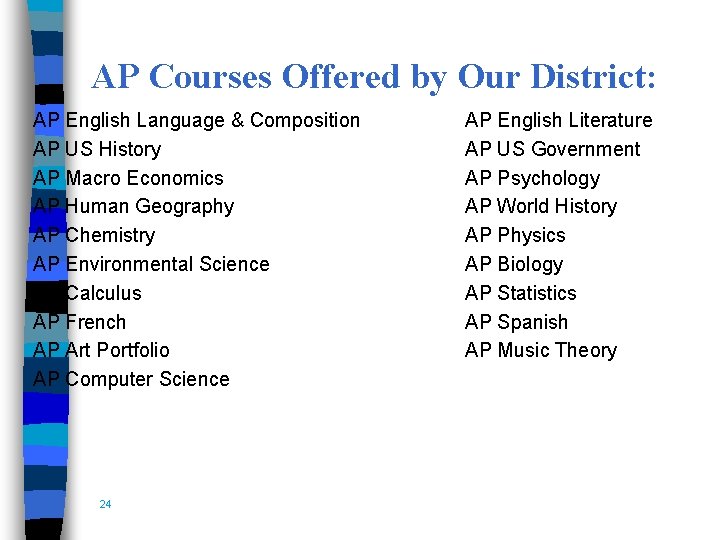 AP Courses Offered by Our District: AP English Language & Composition AP US History