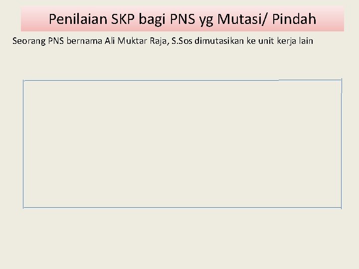 Penilaian SKP bagi PNS yg Mutasi/ Pindah Seorang PNS bernama Ali Muktar Raja, S.