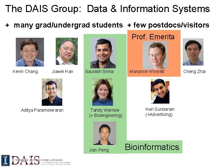 The DAIS Group: Data & Information Systems + many grad/undergrad students + few postdocs/visitors