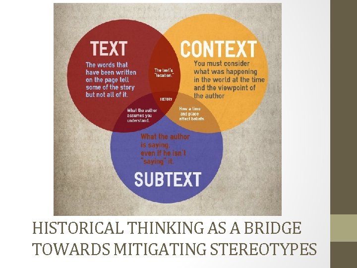 HISTORICAL THINKING AS A BRIDGE TOWARDS MITIGATING STEREOTYPES HISTORICAL THINKING AS A BRIDGE TOWARDS MITIGATING STEREOTYPES