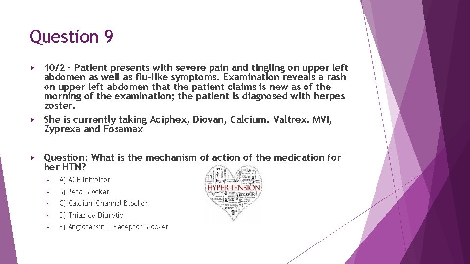 Question 9 10/2 – Patient presents with severe pain and tingling on upper left Question 9 10/2 – Patient presents with severe pain and tingling on upper left