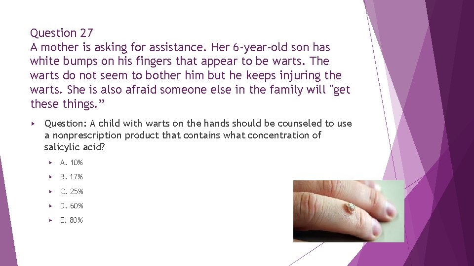 Question 27 A mother is asking for assistance. Her 6 -year-old son has white Question 27 A mother is asking for assistance. Her 6 -year-old son has white