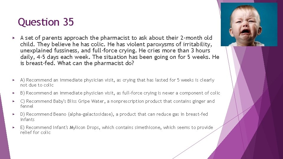Question 35 ▶ A set of parents approach the pharmacist to ask about their Question 35 ▶ A set of parents approach the pharmacist to ask about their
