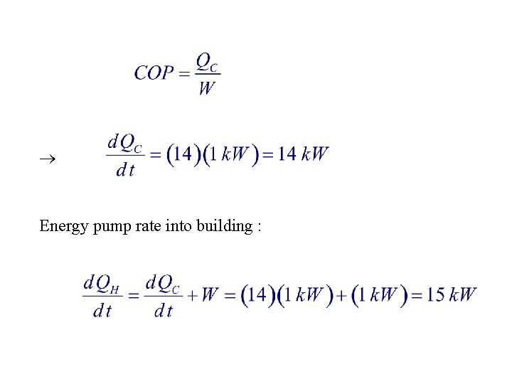  Energy pump rate into building : 