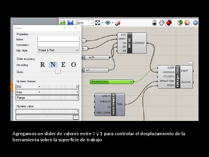 Agregamos un slider de valores entre 0 y 1 para controlar el desplazamiento de