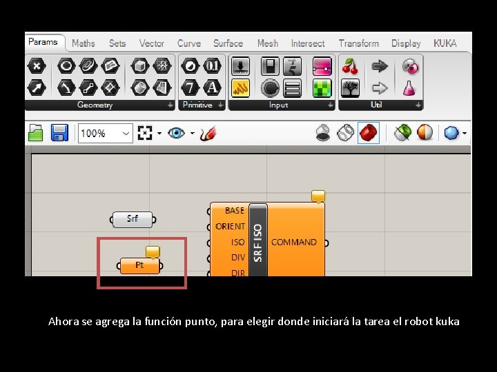 Ahora se agrega la función punto, para elegir donde iniciará la tarea el robot