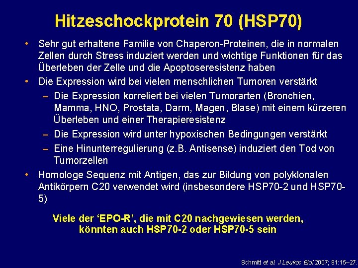 Hitzeschockprotein 70 (HSP 70) • Sehr gut erhaltene Familie von Chaperon-Proteinen, die in normalen